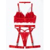 Maira Set with Suspender Belt Modern Ocean Red Modern Ocean Maira Set with Suspender Belt Modern Ocean Red Underwear Set