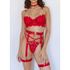 Maira Set with Suspender Belt Modern Ocean Red Modern Ocean Maira Set with Suspender Belt Modern Ocean Red Underwear Set