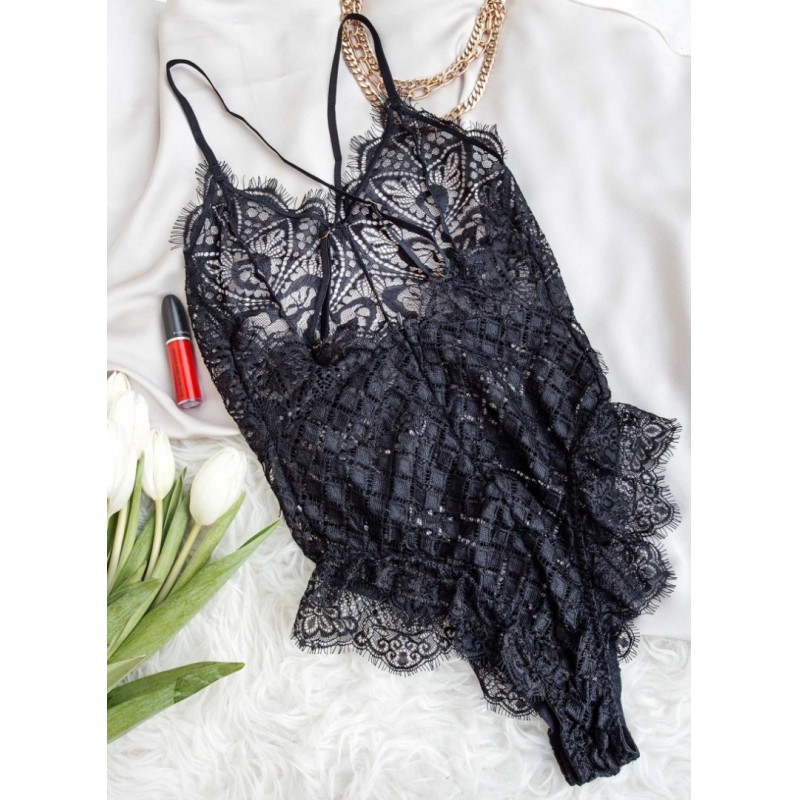 Embroidered Lace Body Modern Ocean Black