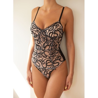 Embroidered Snake Body Modern Ocean Black Embroidered Snake Body Modern Ocean Black