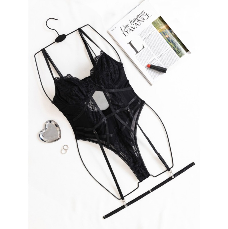 Lace Body with Suspenders Modern Ocean Black