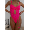 Lace Body with Suspenders Modern Ocean Pink