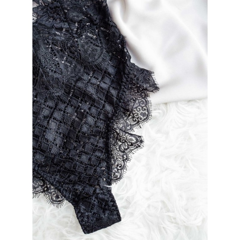 Embroidered Lace Body Modern Ocean Black