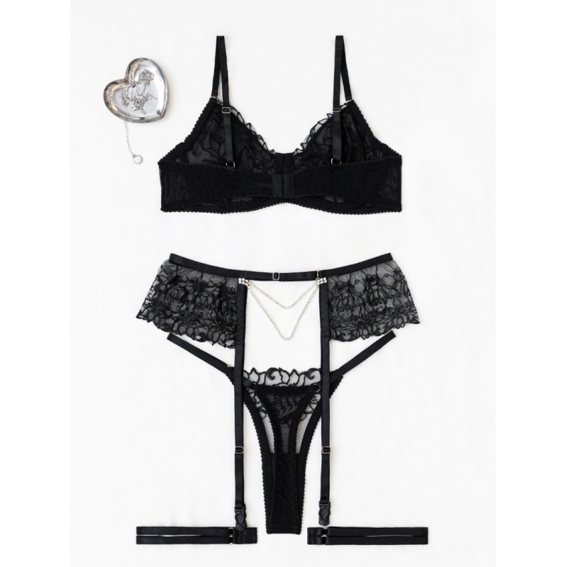 2 Piece Set with Suspenders & Strass Modern Ocean Black