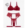 2 Piece Set with Suspenders & Strass Modern Ocean Bordeaux