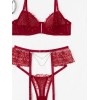 2 Piece Set with Suspenders & Strass Modern Ocean Bordeaux