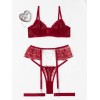 2 Piece Set with Suspenders & Strass Modern Ocean Bordeaux