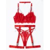 Maira Set with Suspender Belt Modern Ocean Red