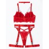 Maira Set with Suspender Belt Modern Ocean Red