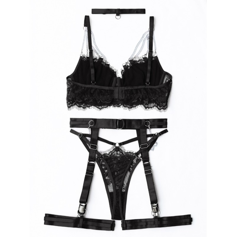 Maira Set with Suspender Belt Modern Ocean Black