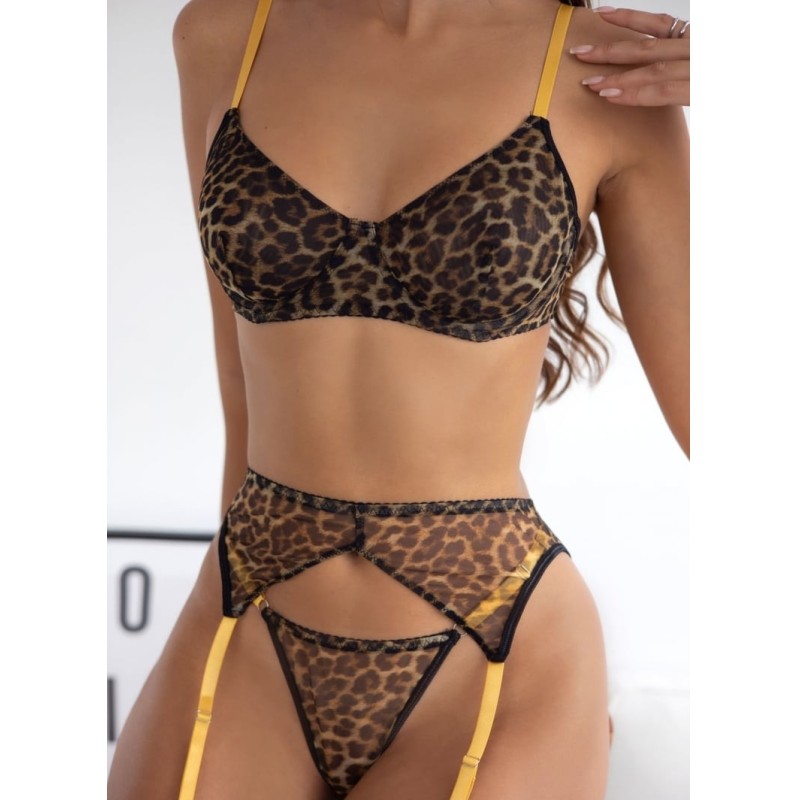 2 Piece Set with Suspenders Modern Ocean Yellow Animal Print