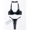 3 Piece Leather Look Underwear Set Modern Ocean Black