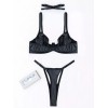 3 Piece Leather Look Underwear Set Modern Ocean Black