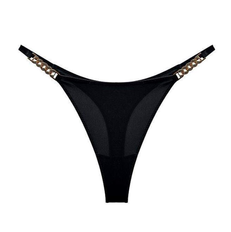 Thong with Strass Chain Modern Ocean Black