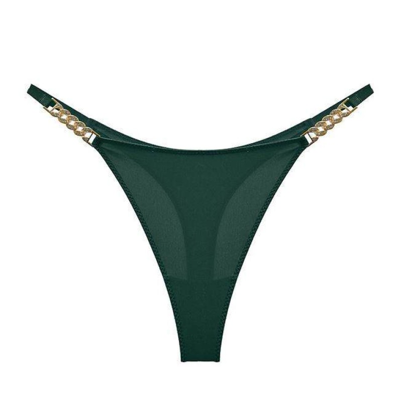 Thong with Strass Chain Modern Ocean Green