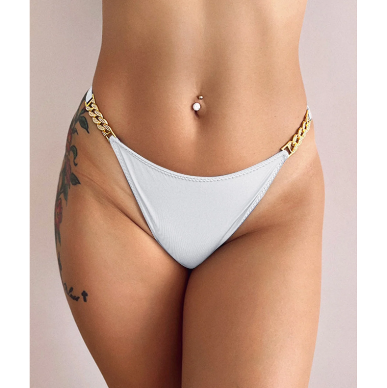 Thong with Strass Chain Modern Ocean White