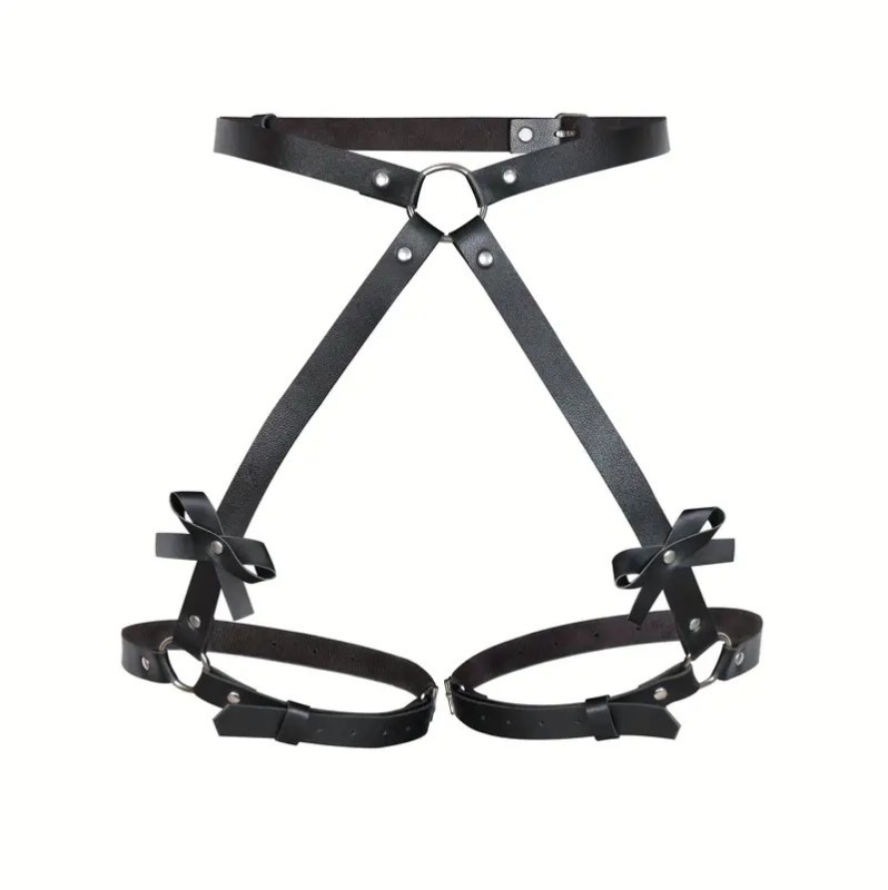 Harness Garter Belt with Bows Black