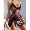 Love Market Satin Babydoll Ciara Purple Leopard Babydolls