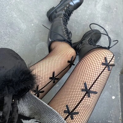 Fishnet Tights with Bows Black Fishnet Tights with Bows Black
