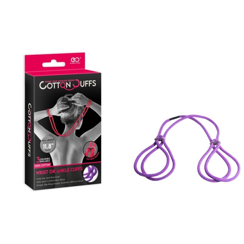 NMC Cotton Rope Cuffs NMC Purple Fabric handcuffs