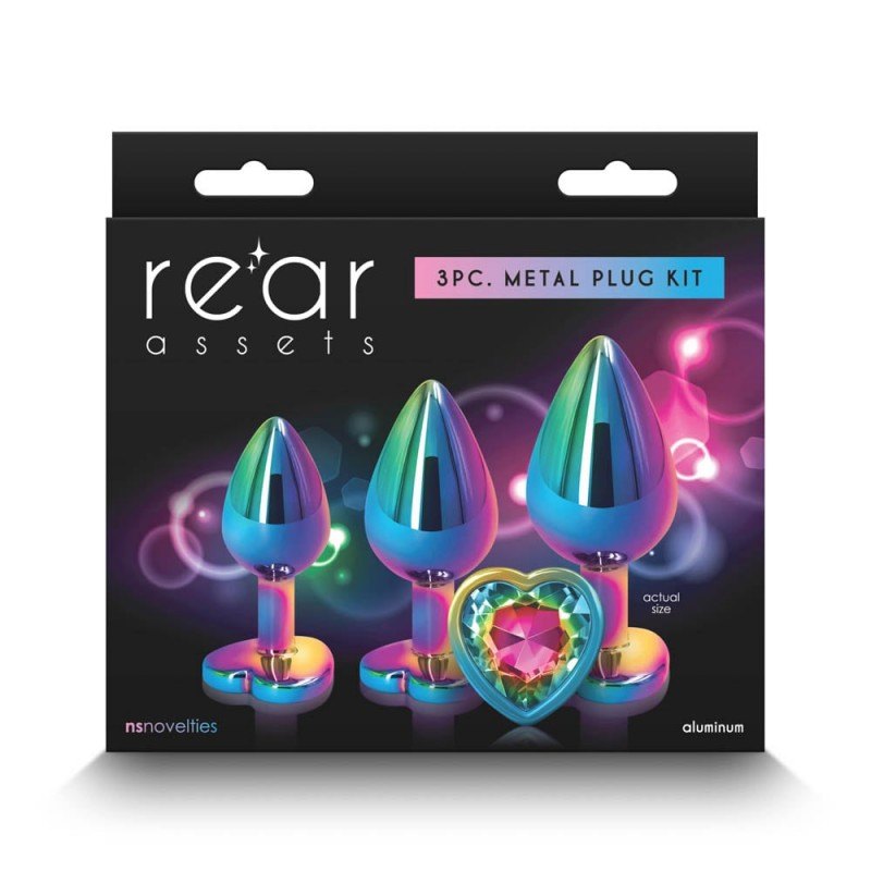 Butt Plug With Heart Jewel Trainer Kit Rear Assets Rainbow NS Novelties Butt Plug With Heart Jewel Trainer Kit Rear Assets Rainbow Beginners butt plugs