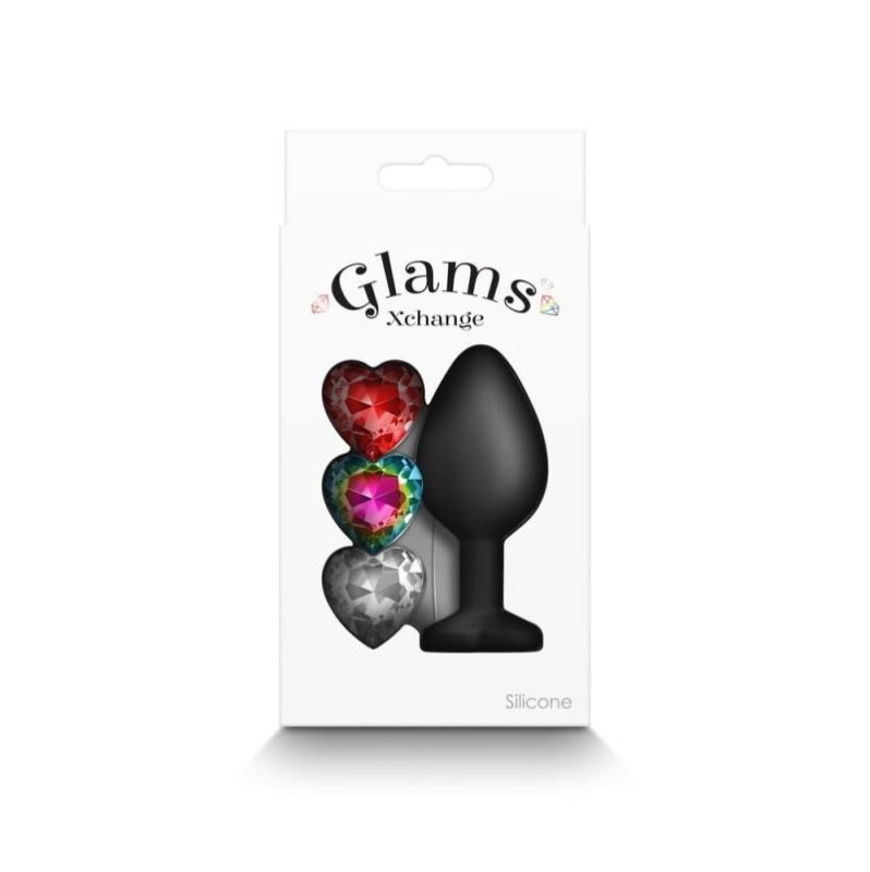 Butt Plug With Jewel Glams Xchange Heart Medium