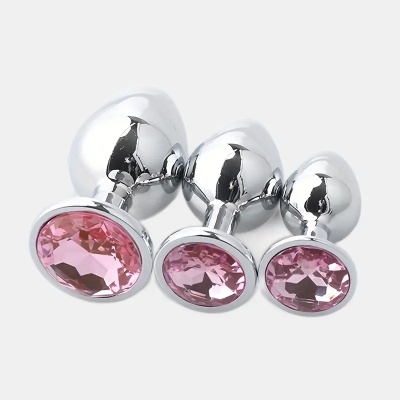 Butt Plug With Jewel Trainer Kit Pink Butt Plug With Jewel Trainer Kit Pink