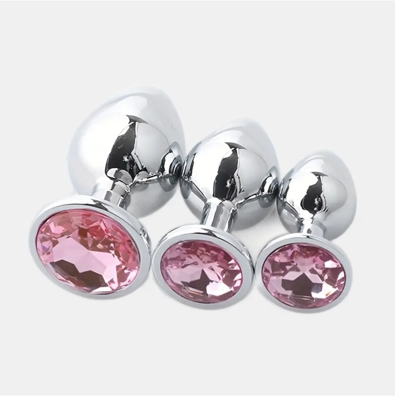 Butt Plug With Jewel Trainer Kit Pink