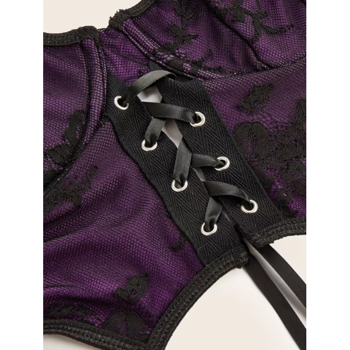 Love Market Δαντελένιος Κορσές Bralette Μοβ Κορμάκια