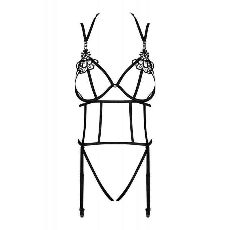 Ανοιχτό Κορμάκι με Ζαρτιέρες Obsessive Badossa Μαύρο