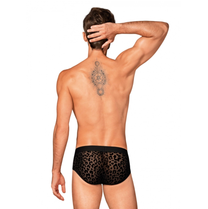 Mens Brief Obsessive Azmeron Black Leopard