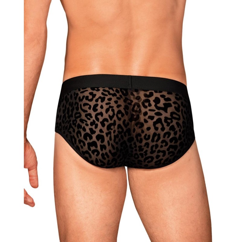 Mens Brief Obsessive Azmeron Black Leopard