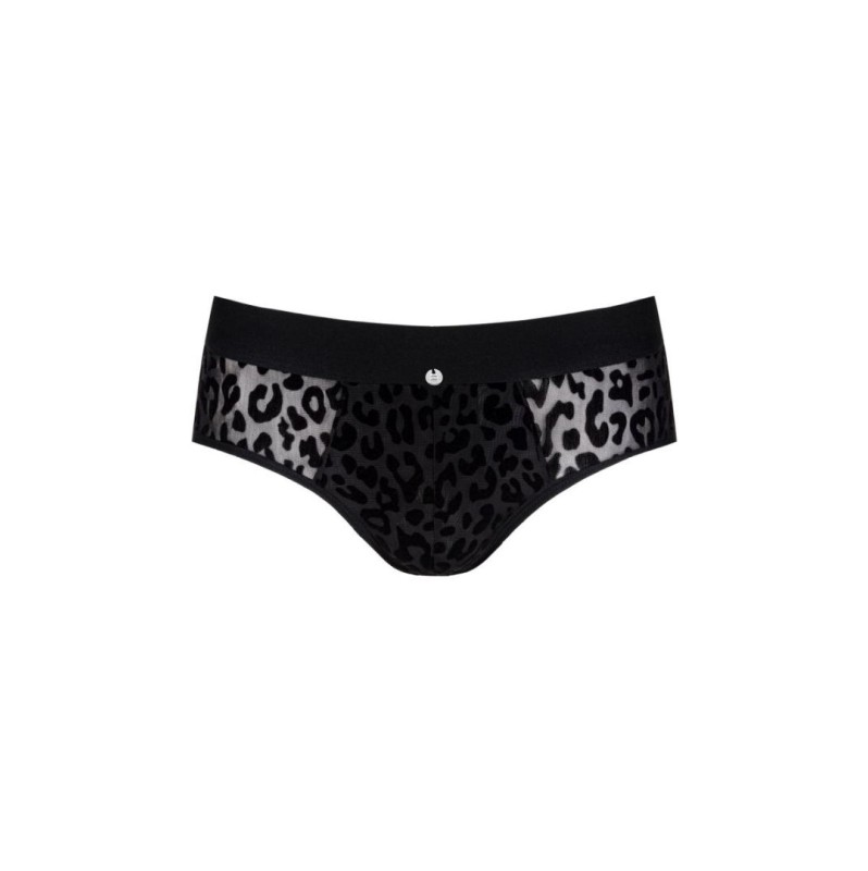 Mens Brief Obsessive Azmeron Black Leopard