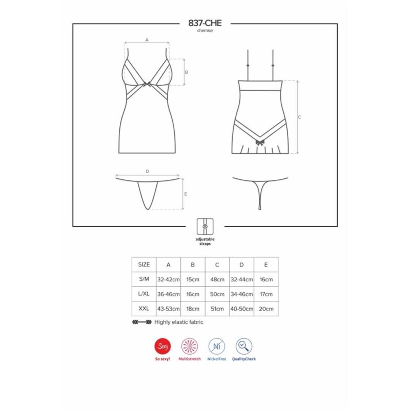 Obsessive Babydoll & Στρινγκ Obsessive 837 Che-1 Μαύρο Babydolls