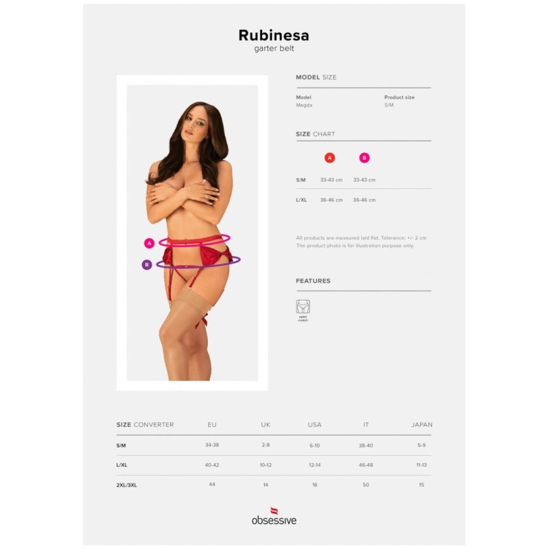 Obsessive Ζαρτιέρες με Ανοιχτό Στρινγκ Obsessive Rubinesa Μαύρες Ζαρτιέρες & Καλτσοδέτες
