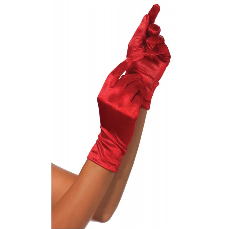 Satin Gloves Leg Avenue Wrist Length Red