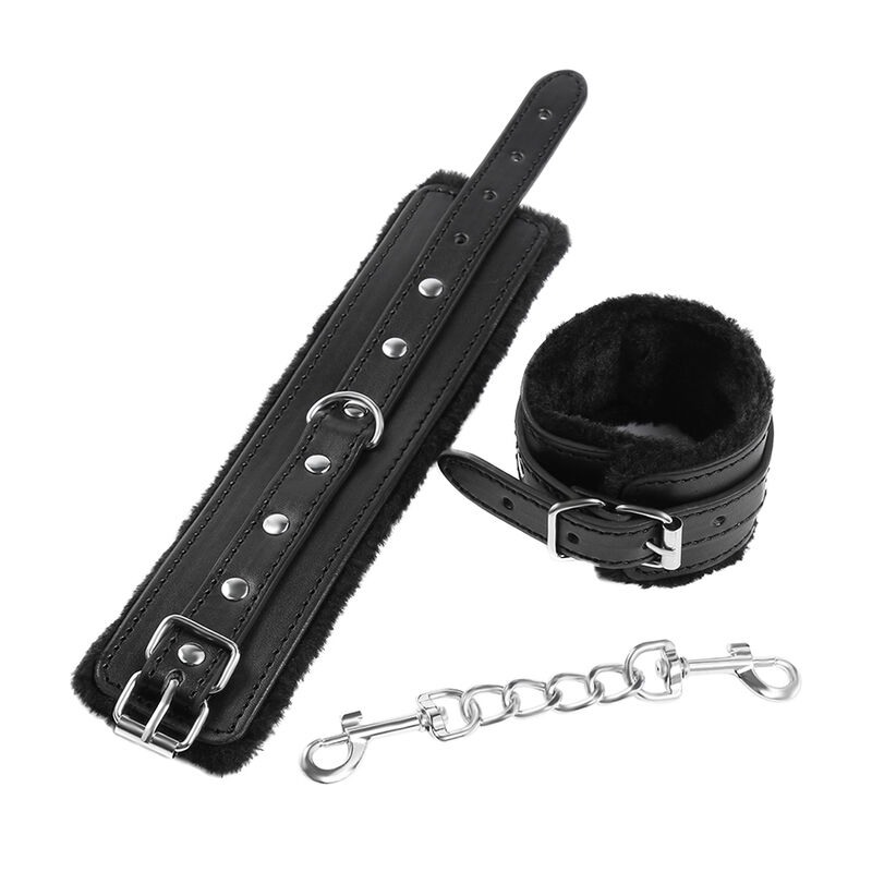 Ohmama Leather Cuffs Fur Lined Ohmama Black Leather handcuffs