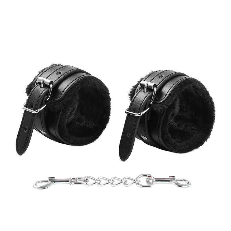 Ohmama Leather Cuffs Fur Lined Ohmama Black Leather handcuffs