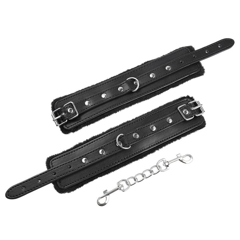 Ohmama Leather Cuffs Fur Lined Ohmama Black Leather handcuffs