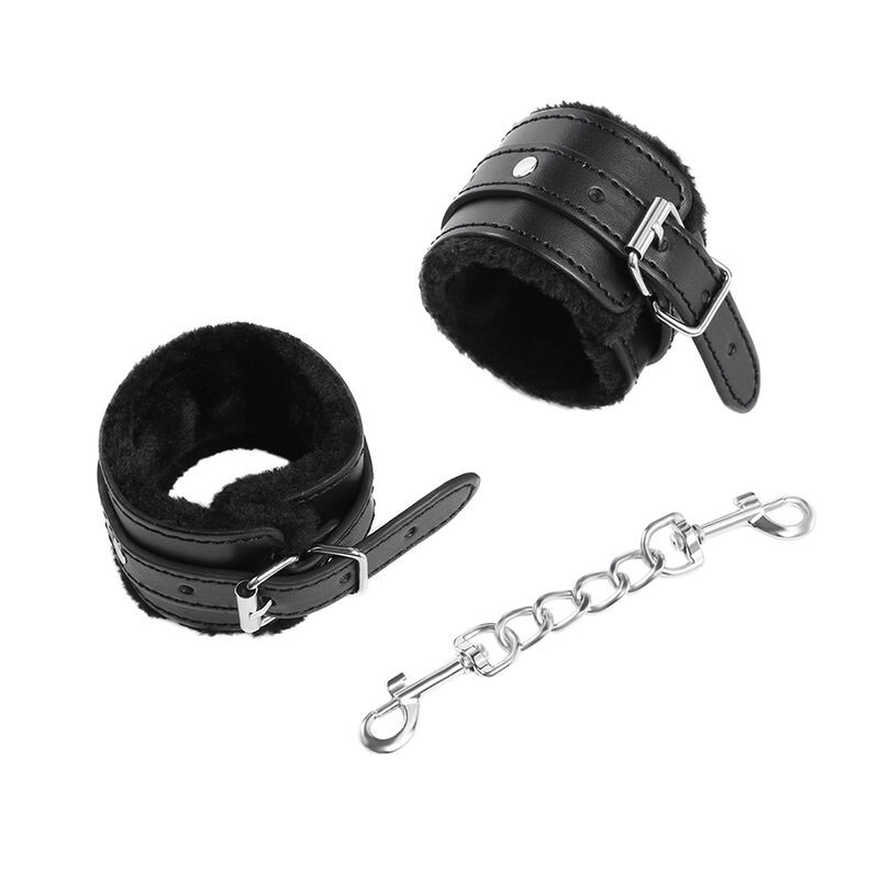 Ohmama Leather Cuffs Fur Lined Ohmama Black Leather handcuffs