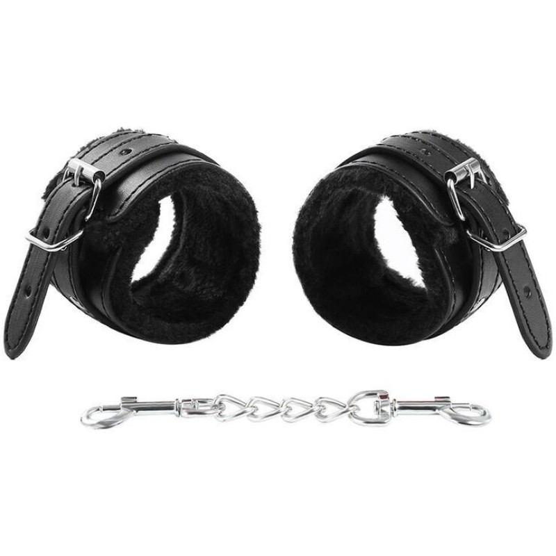 Ohmama Leather Cuffs Fur Lined Ohmama Black Leather handcuffs
