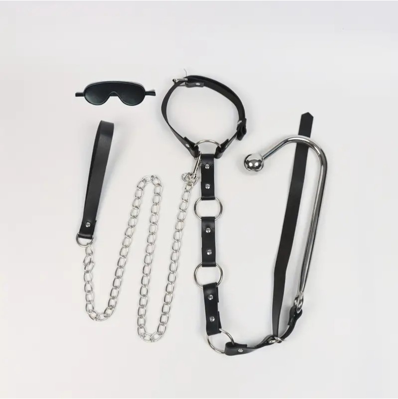  BDSM Set Collar with Anal Hook and Mask