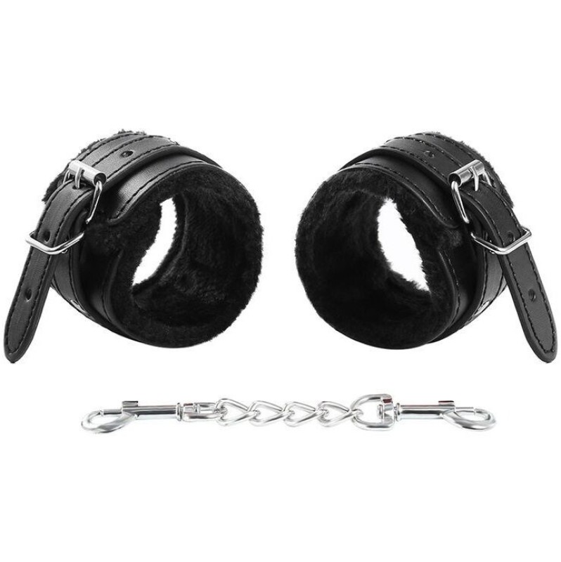 Leather Cuffs Fur Lined Ohmama Black