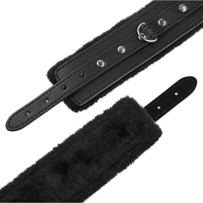 Leather Cuffs Fur Lined Ohmama Black