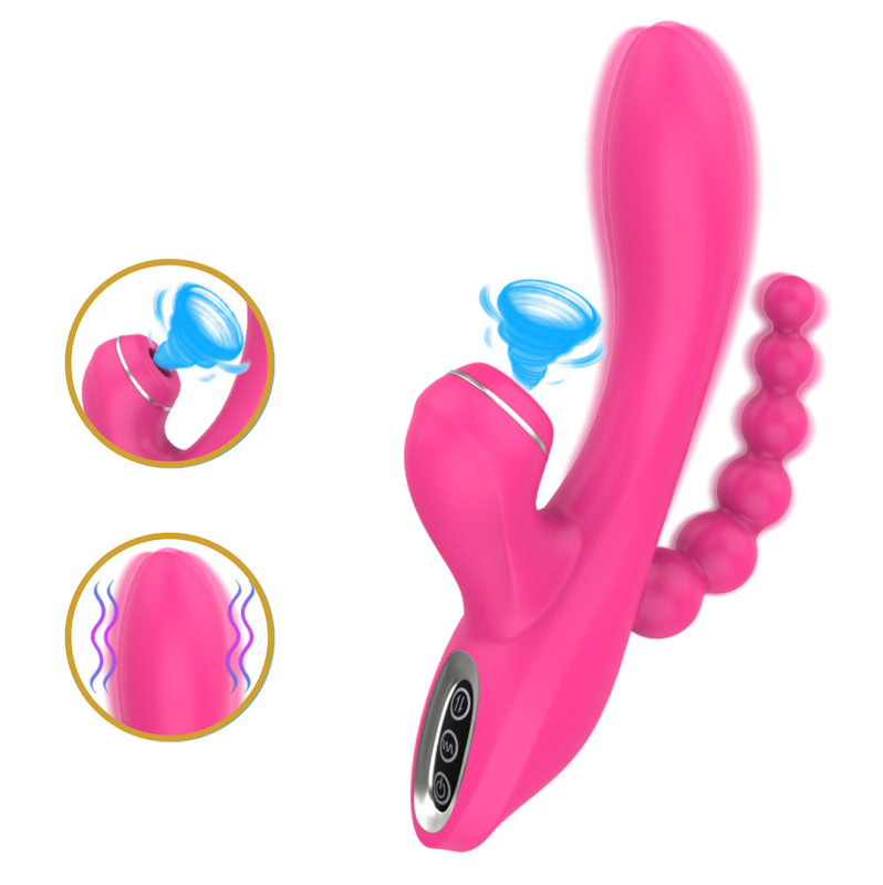 Rabbit Triple Vibrator with Suction Sweet Play A3 Pink