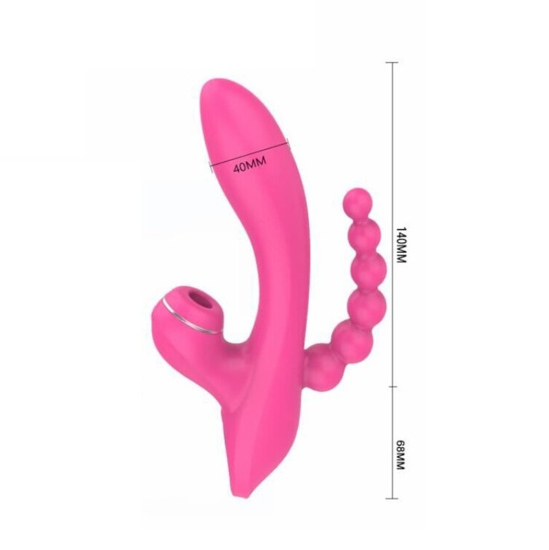 Rabbit Triple Vibrator with Suction Sweet Play A3 Pink