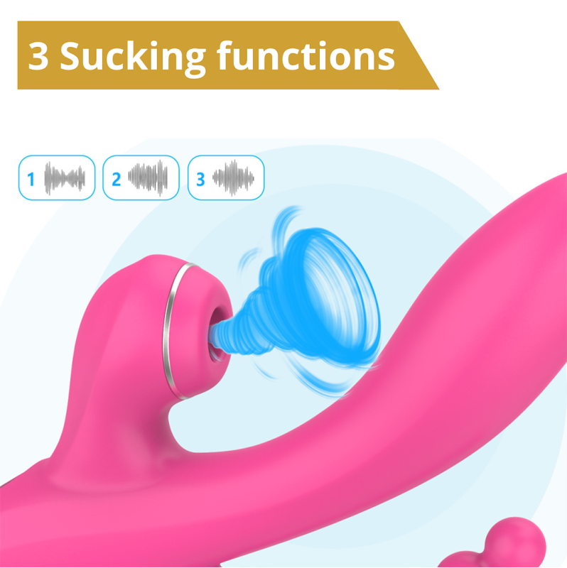 Rabbit Triple Vibrator with Suction Sweet Play A3 Pink