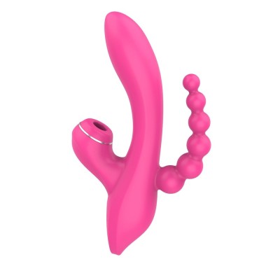 Rabbit Triple Vibrator with Suction Sweet Play A3 Pink Rabbit Triple Vibrator with Suction Sweet Play A3 Pink