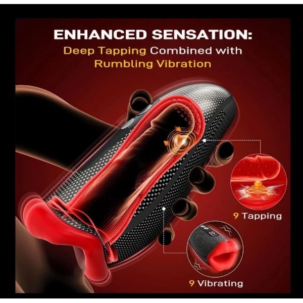 Αυνανιστήρι Με Δόνηση και Thrusting Passion Labs Red Lips Μαύρο