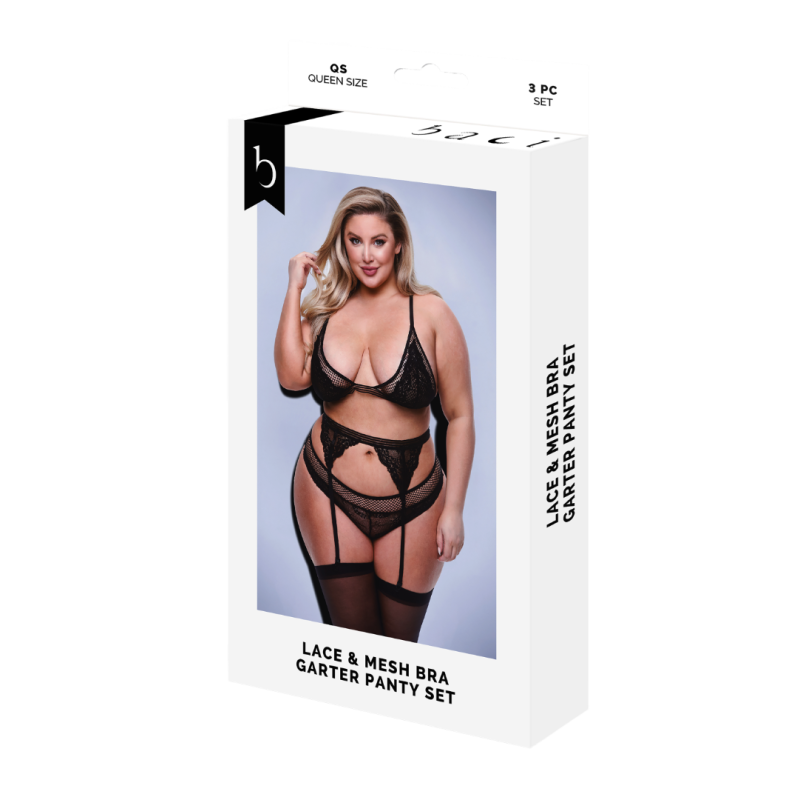 3 Piece Fishnet Set Baci Black 3 Piece Fishnet Set Baci Black